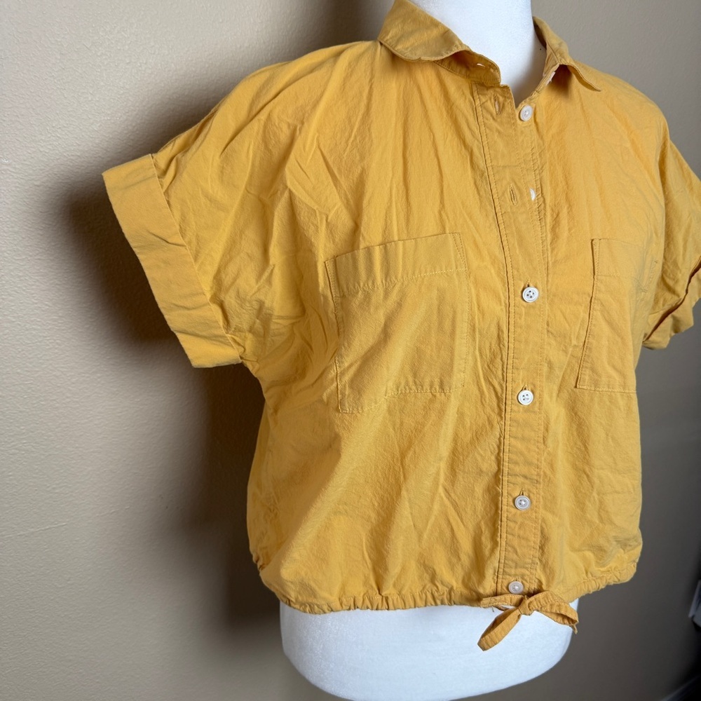 Madewell Drawstring Poplin Yellow Button-Up Shirt… - image 3